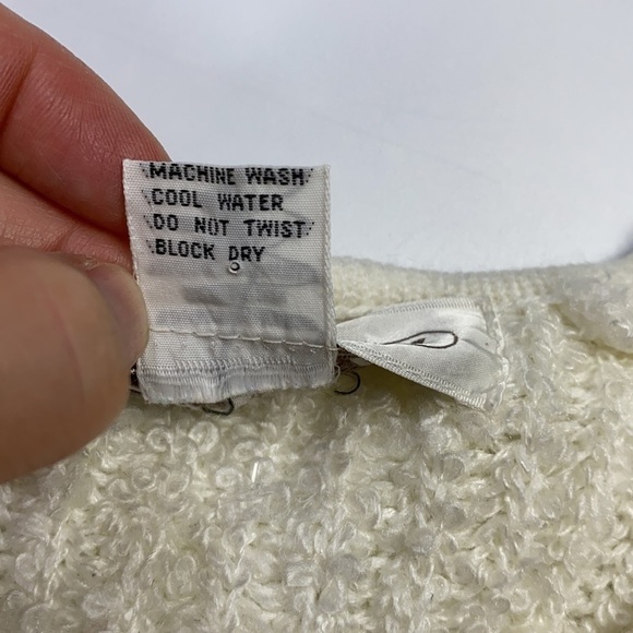 Sideffects Vintage White Open Front Fuzzy Cardigan/Sweater - Picture 6 of 7